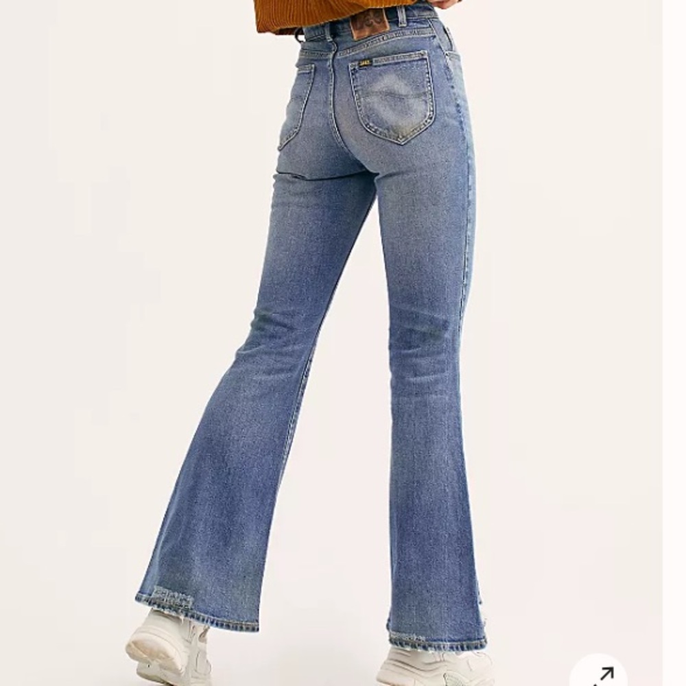 Lee Highrise distressed flare jeans